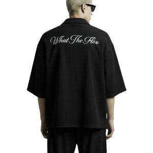 WildFlex Premium Black Textured Ribbed Cotton Shirt