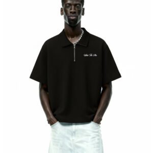 WildFlex Ash Black Premium Cotton Zip Polo