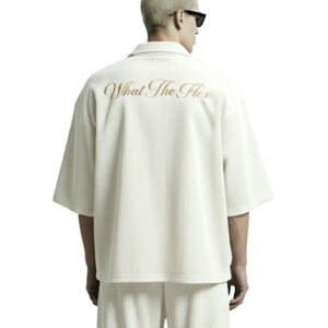 WildFlex Premium Cream Textured Ribbed Cotton Shirt