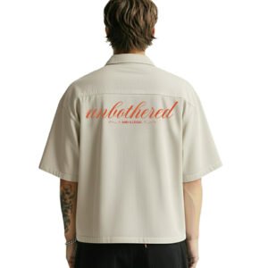 WildFlex Premium Unbothered Cream Half Sleeve Denim Shirt for Men